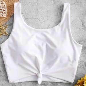 White knotted swimsuit top